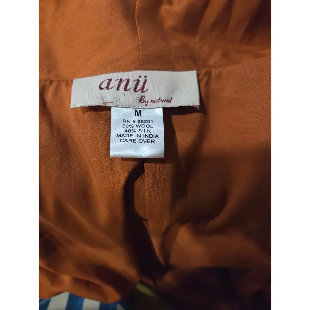 Anii by Natural Silk Wool Patchwork Jacket M Boho Luxe Vintage Art to Wear - Picture 12 of 12